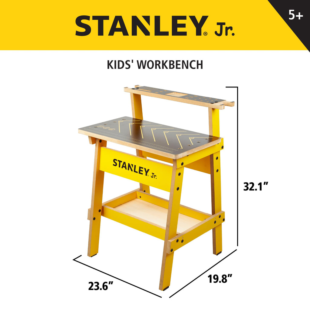 Stanley Jr. WB002-SY Children's Workbench - Let Your Child Play and Learn at the Same Time - Made of Solid and Durable Wood - from 5 Years, Yellow Black