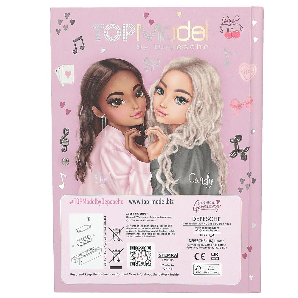 Depesche 13723 TOPModel My BFF Diary with Number Code and Sound, Book with 80 Lined and Colourful Illustrated Pages