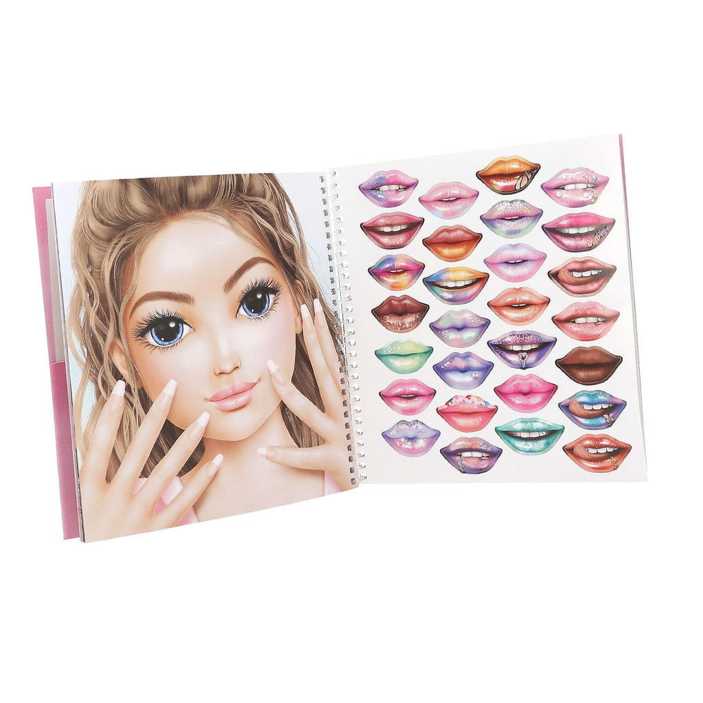 Depesche 13984 TOPModel Face Dress Me Up Sticker Book with 24 Pages Model Portraits for Decorating, Includes 7 Pages Accessory Sticker