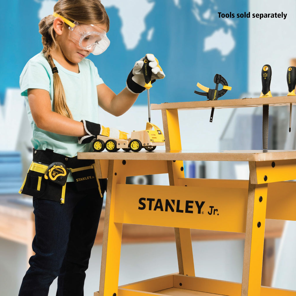 Stanley Jr. WB002-SY Children's Workbench - Let Your Child Play and Learn at the Same Time - Made of Solid and Durable Wood - from 5 Years, Yellow Black