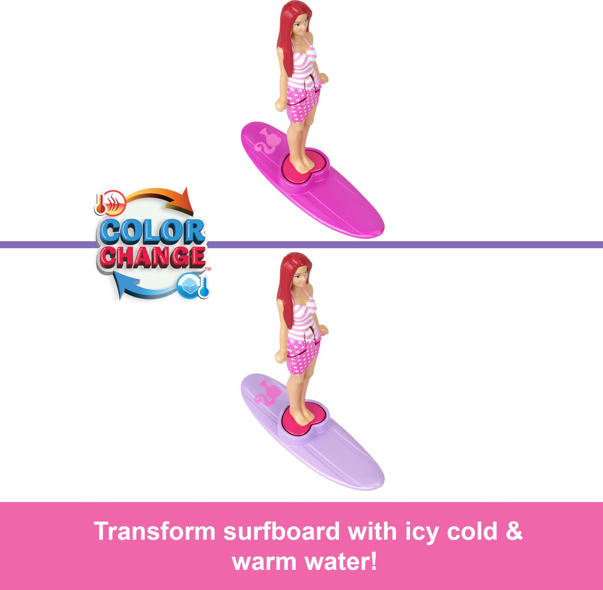 Barbie Mini BarbieLand Doll & Toy Vehicle Set, 1.5-inch Barbie Doll & Beach Convertible with Color-Change, Plus Beach Accessory, JCR35