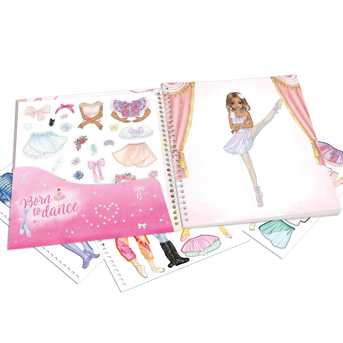 Depesche 13611 TOPModel Ballet - Dress Me Up Sticker Book with 24 Pages of Pre-printed Ballerina Designs for Customization, Includes 11 Sticker Sheets