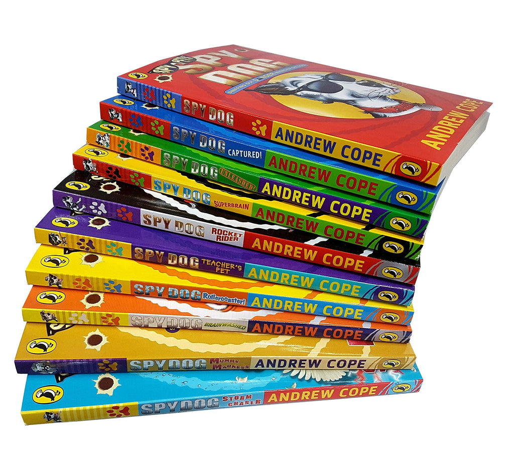 Spy Pets Spy dog Series 10 Books Collection Pack Set By Andrew Cope (Spy Dog, Captured!, Unleashed!, Superbrain, Rocket Rider, Teacher's Pet, Rollercoaster!, Brainwashed, Mummy Madness)