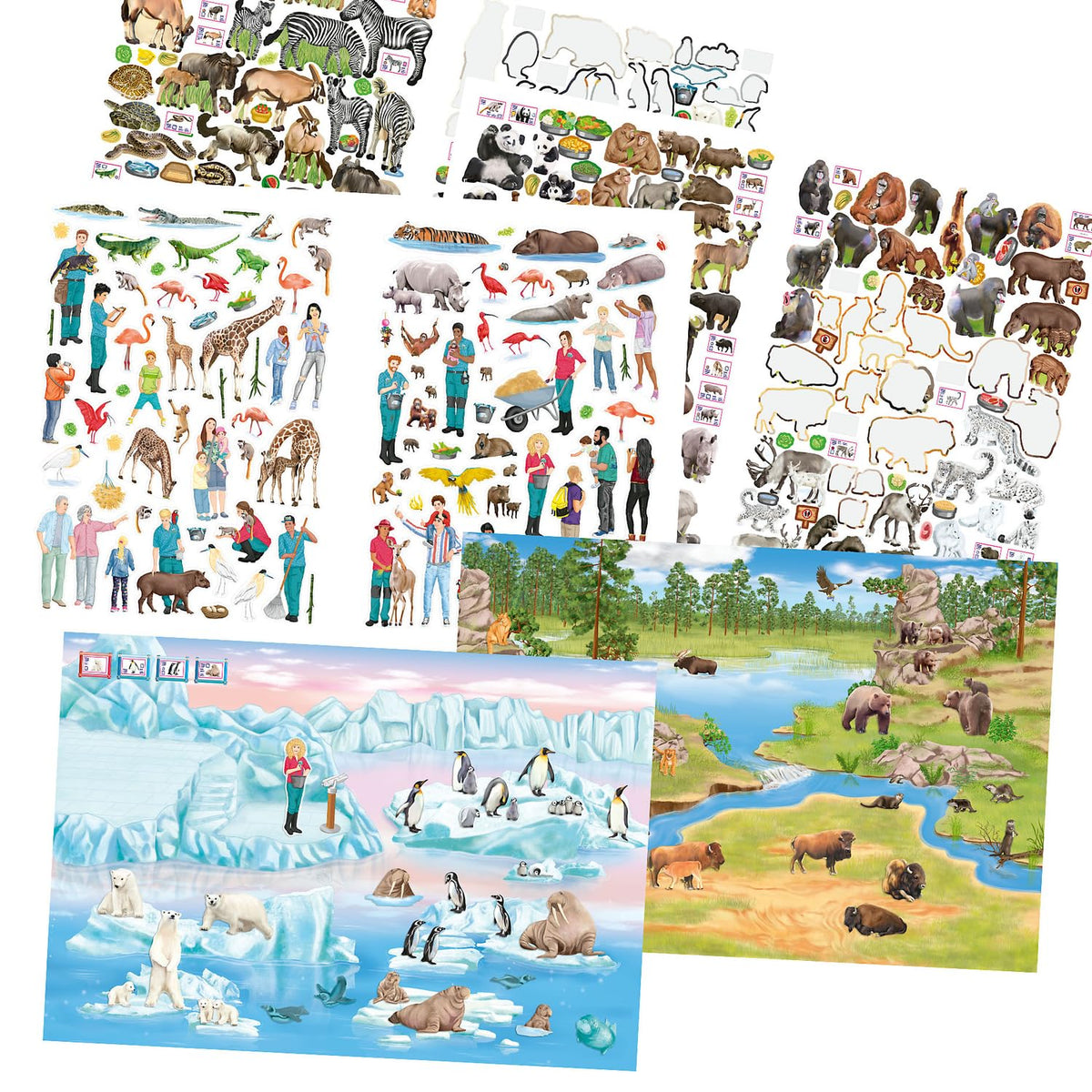 Depesche 13607 Create Your Zoo Colouring Book with 24 Pre-Printed Pages for Designing Zoo Motifs, Includes 3 Double-Sided Stickers
