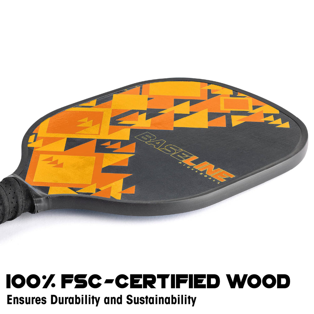 Baseline Pickleball Paddles Set, FSC Wooden Rackets with Accessories, Premium Pickleball Bats and Balls for Indoor and Outdoor Use