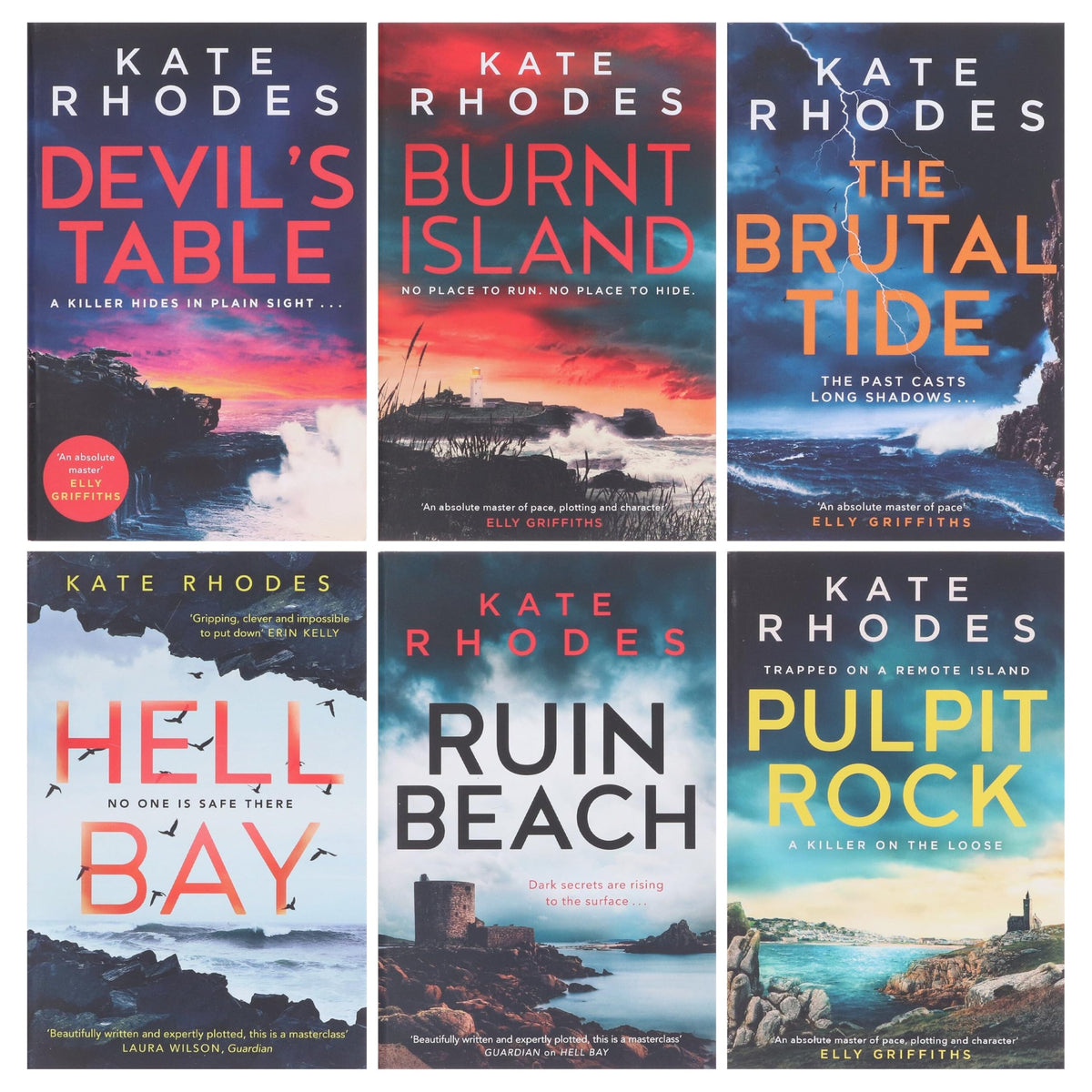 Kate Rhodes Ben Kitto Series Collection 6 Books Set (Devil's Table, Burnt Island, Ruin Beach, Pulpit Rock, Hell Bay & The Brutal Tide)