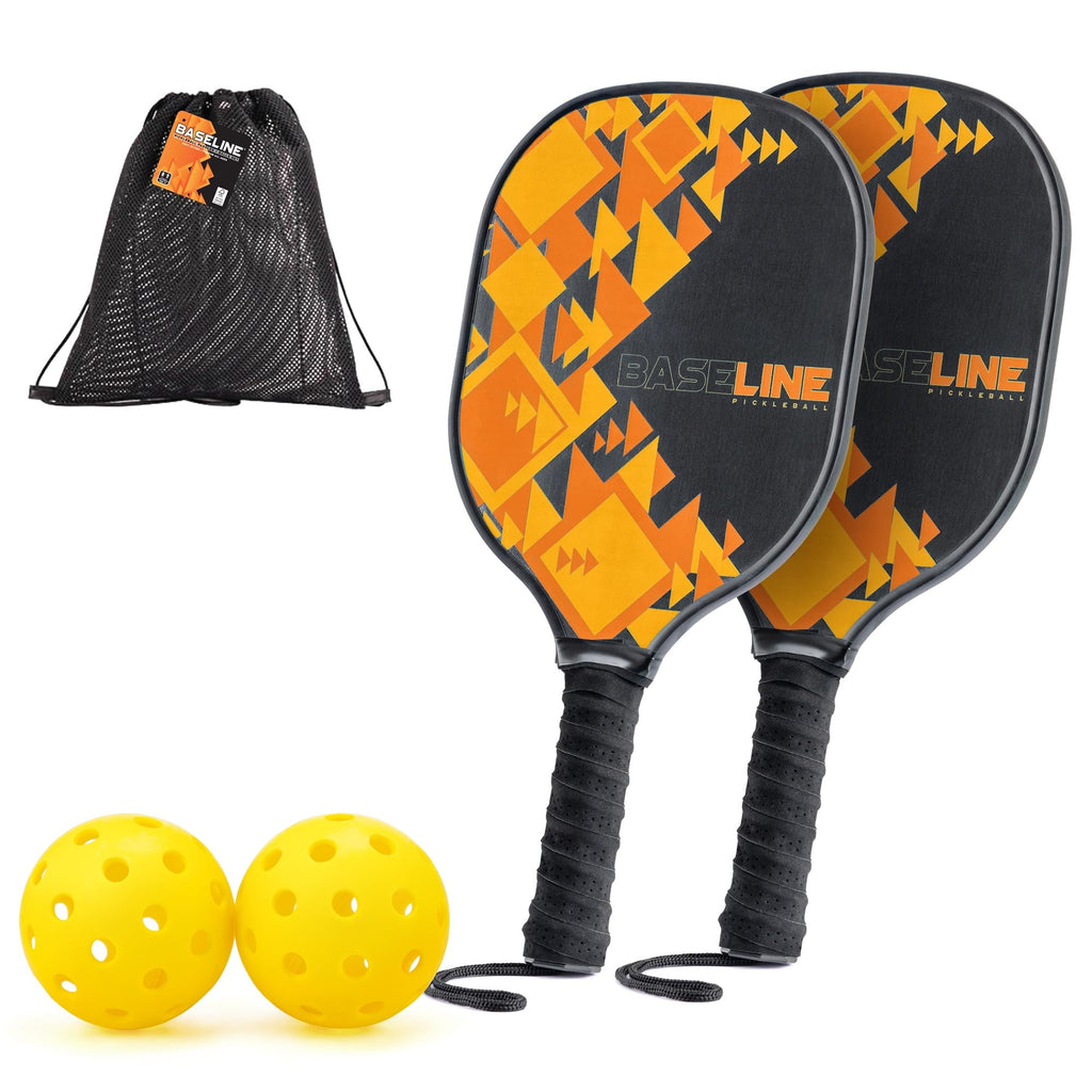 Baseline Pickleball Paddles Set, FSC Wooden Rackets with Accessories, Premium Pickleball Bats and Balls for Indoor and Outdoor Use