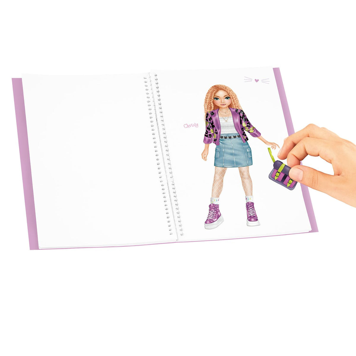 Depesche 13387 TOPModel Rebel Kitty-Dress Me Up Book with 20 Pages of Pre-Printed Templates to DIY Including 7 Sheets of Stickers, Multicolor, One Size