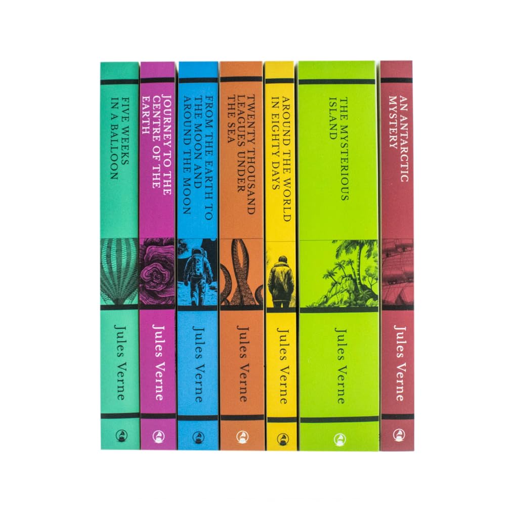 Jules Verne 7 Books Set Collection: (Journey to the Centre of the Earth, Around the World in Eighty Days, The Mysterious Island, Five Weeks in a Balloon)