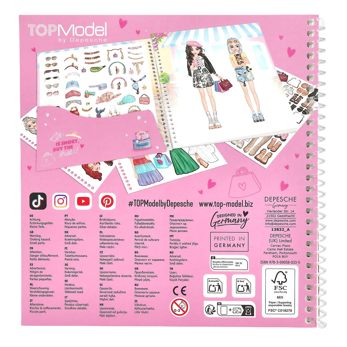 Depesche 13832 TOPModel Dress Me Up - Stickerbuch Shopping Tour, mit 24 Seiten Model Motive zum Selbstgestalten, inkl. 11 Stickerbogen