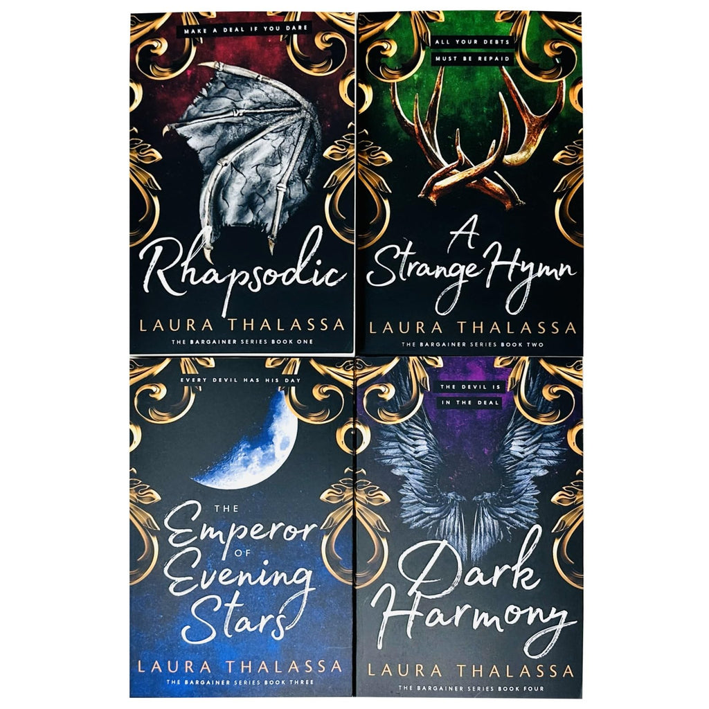 The Bargainer Series 4 Books Collection Set by Laura Thalassa (Rhapsodic, A Strange Hymn, The Emperor of Evening Stars & Dark Harmony)