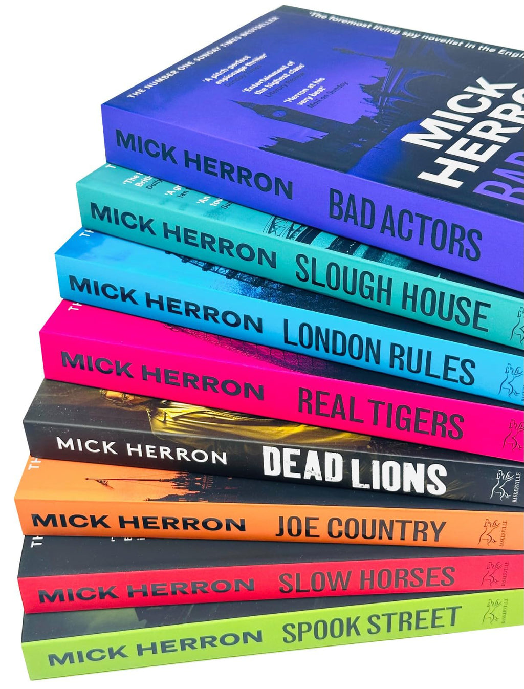 Slough House Thriller Series 8 Books Collection Set By Mick Herron (Slow Horses, Dead Lions, Real Tiger, Spook Street, London Rules, Joe Country, Slough House & Bad Actors)