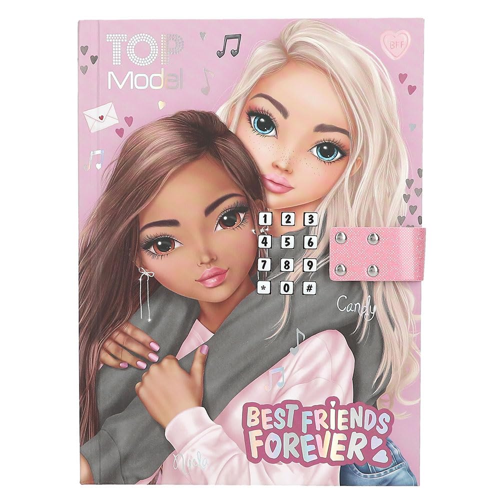 Depesche 13723 TOPModel My BFF Diary with Number Code and Sound, Book with 80 Lined and Colourful Illustrated Pages