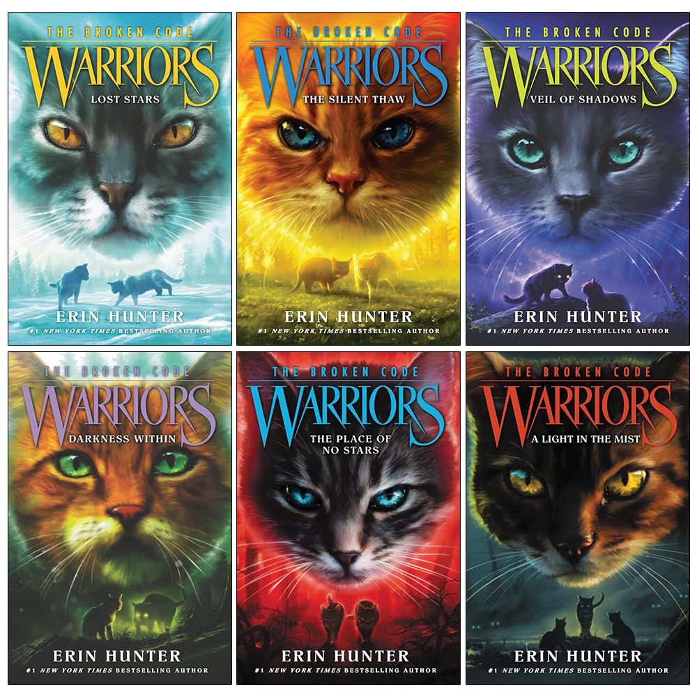 Warriors Cat The Broken Code Series Books 1 - 6 Series 7 Collection Set By Erin Hunter (Lost Stars, Silent Thaw, Veil of Shadows, Darkness Within, Place of No Stars & Light in the Mist)