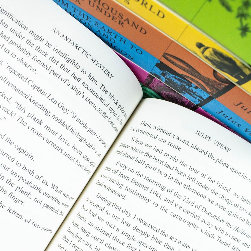 Jules Verne 7 Books Set Collection: (Journey to the Centre of the Earth, Around the World in Eighty Days, The Mysterious Island, Five Weeks in a Balloon)