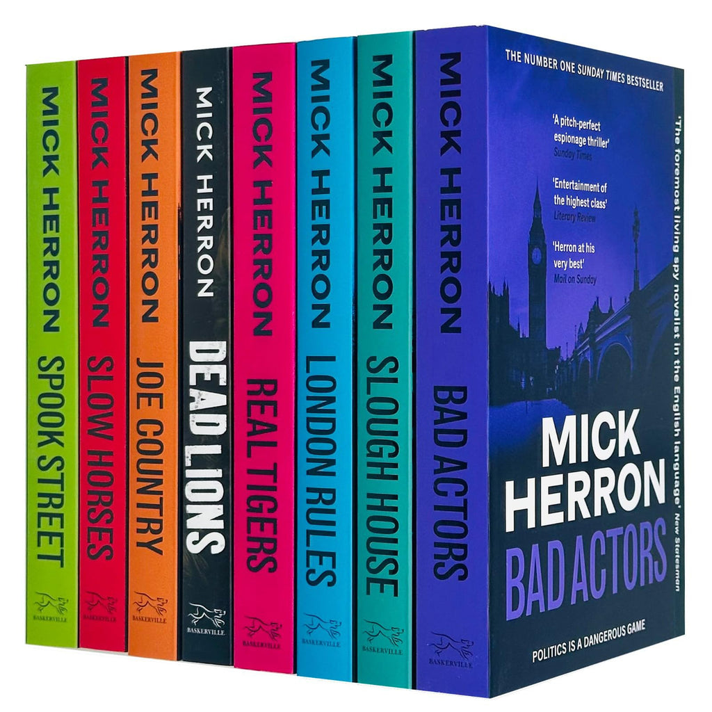 Slough House Thriller Series 8 Books Collection Set By Mick Herron (Slow Horses, Dead Lions, Real Tiger, Spook Street, London Rules, Joe Country, Slough House & Bad Actors)