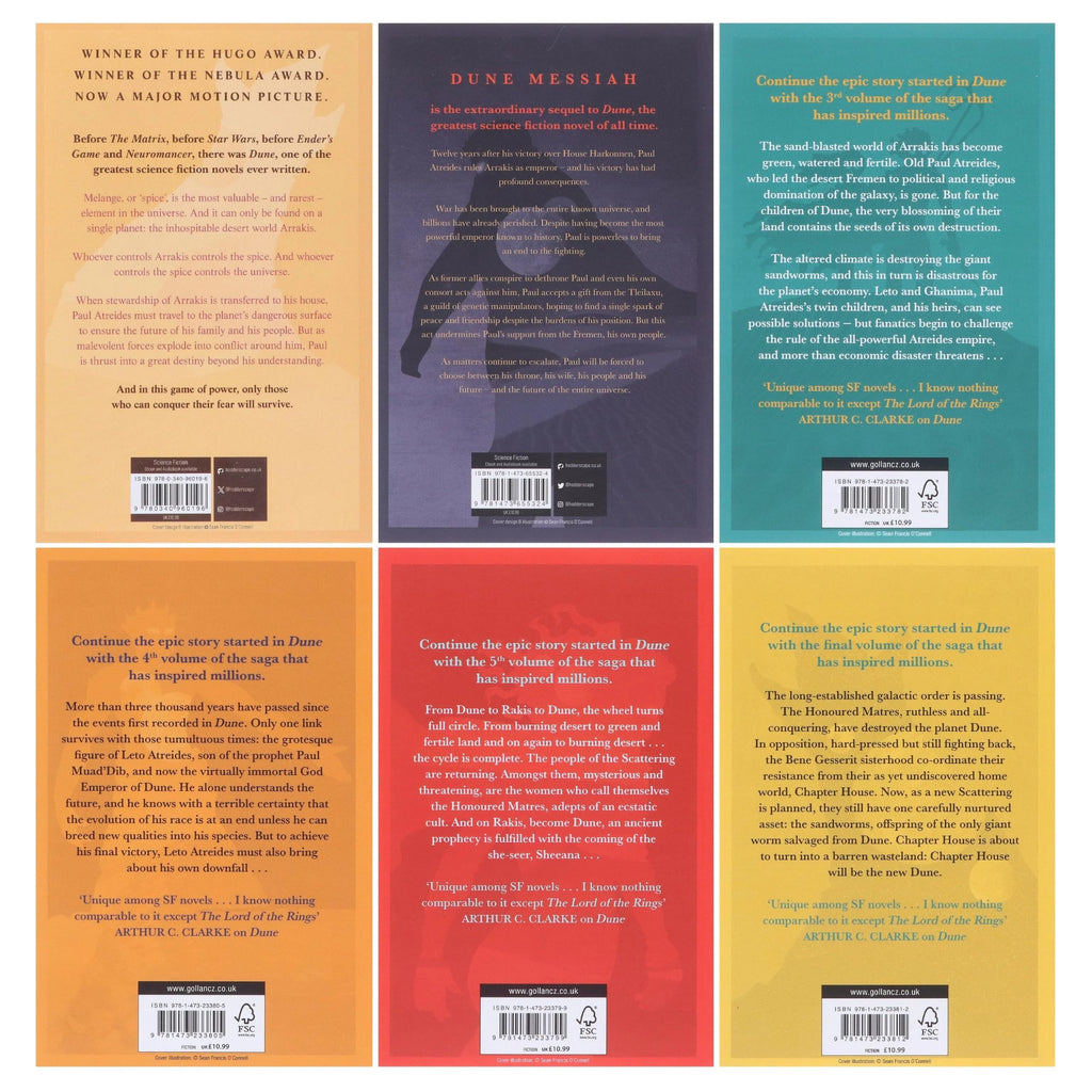 Dune Series 6 Books Collection Set By Frank Herbert (Dune, Dune Messiah,God Emperor Of Dune, Heretics of Dune, Chapter House Dune, Children Of Dune)
