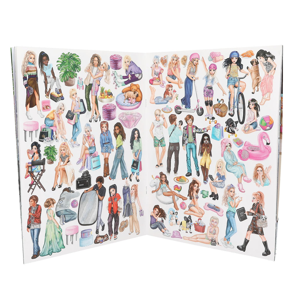 Depesche 13423 TOPModel Stickerworld Book 16 Detailed Backgrounds and 6 Pages of Accessory Stickers, Multi-Colour, Approx. 26 x 21 x 0.5 cm