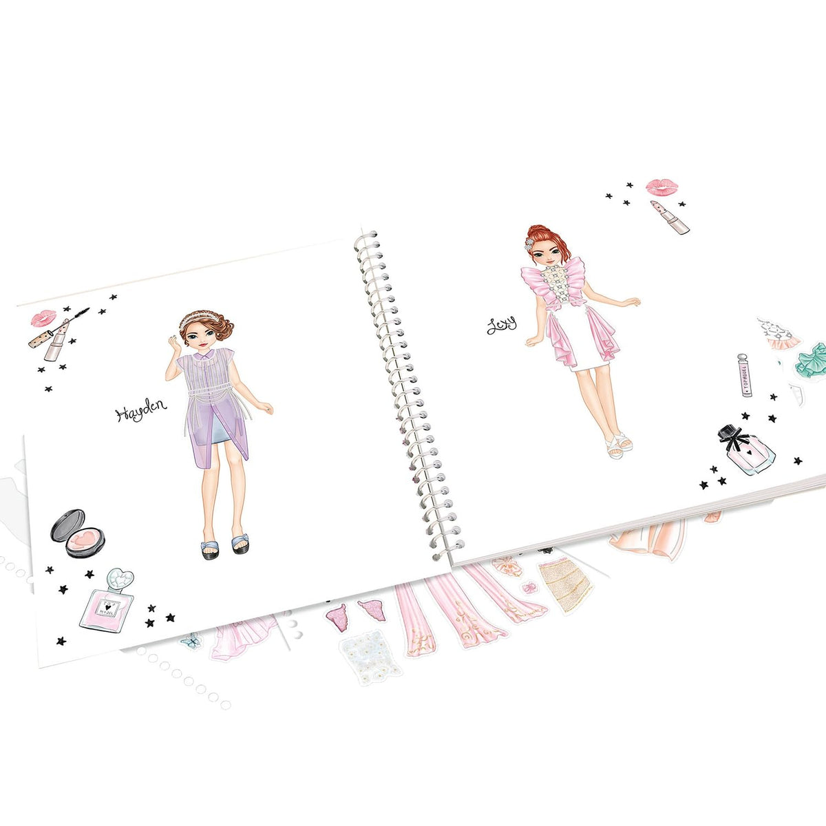 Depesche 13583 TOPModel Create Your Glam Look Colouring Book Set with 36 Pages for Designing Outfits, Includes 6 Sticker Sheets