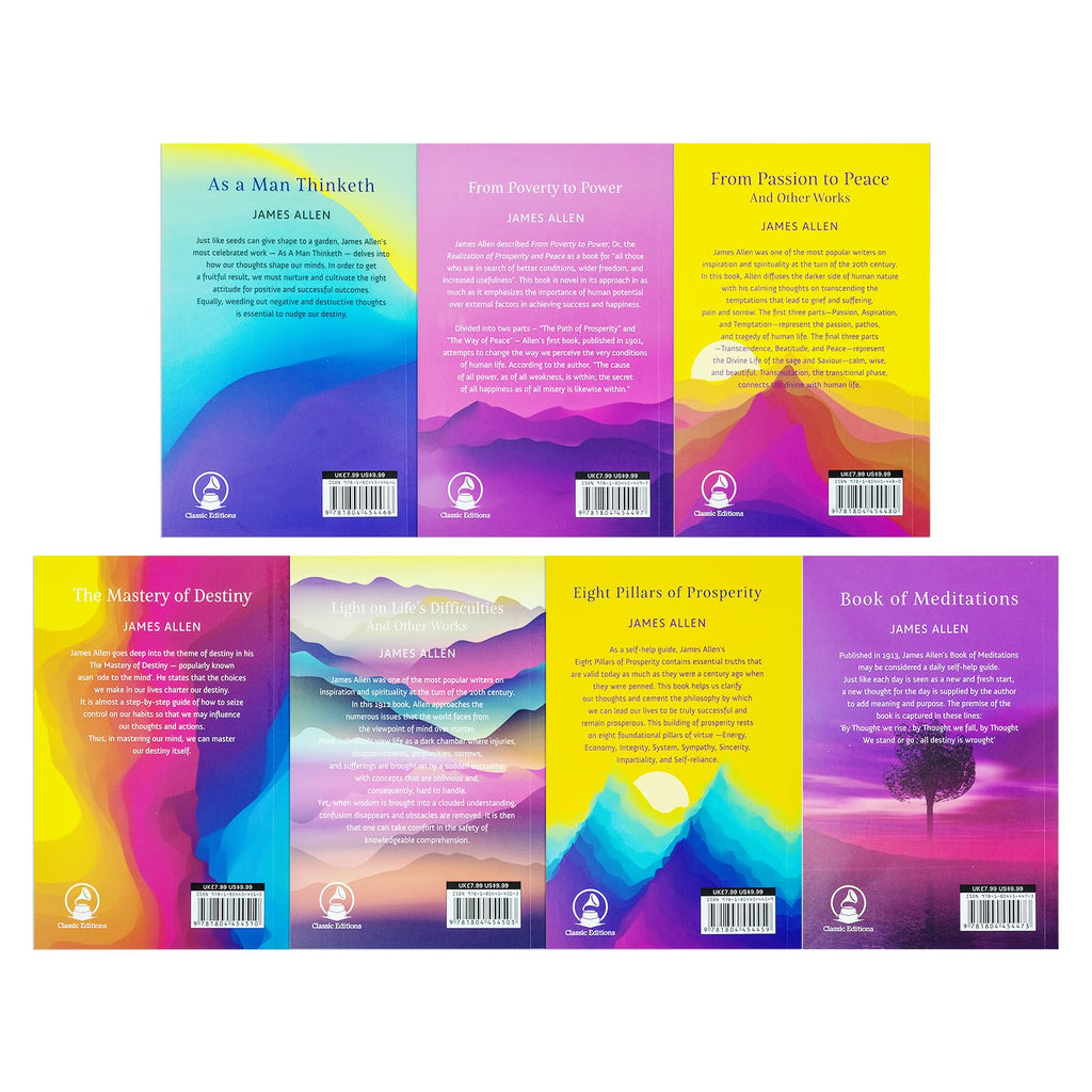 James Allen 7 Self-improvement and Spiritual Growth Book Set Collection: As a Man Thinketh, The Mastery of Destiny, Eight Pillars of Prosperity, Book of Meditations & Others (James Allen Series)