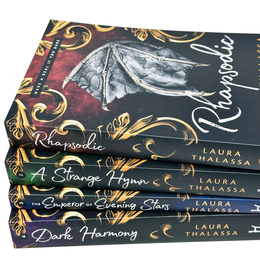The Bargainer Series 4 Books Collection Set by Laura Thalassa (Rhapsodic, A Strange Hymn, The Emperor of Evening Stars & Dark Harmony)